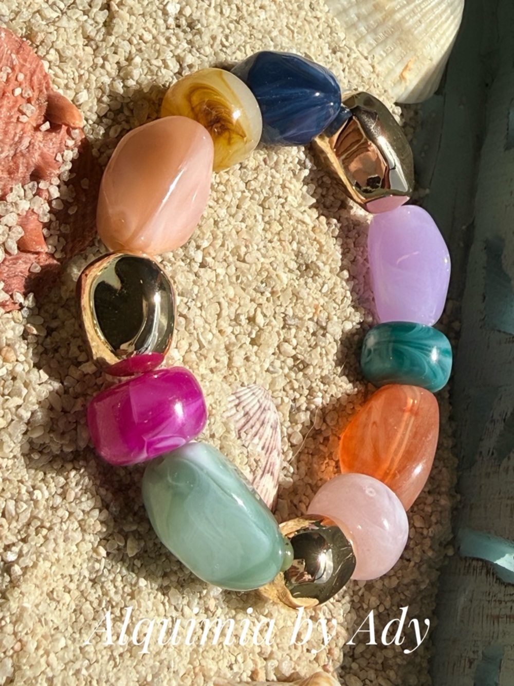 Alquimia by Ady Colorblock Chunky Bead Stretch Bracelet